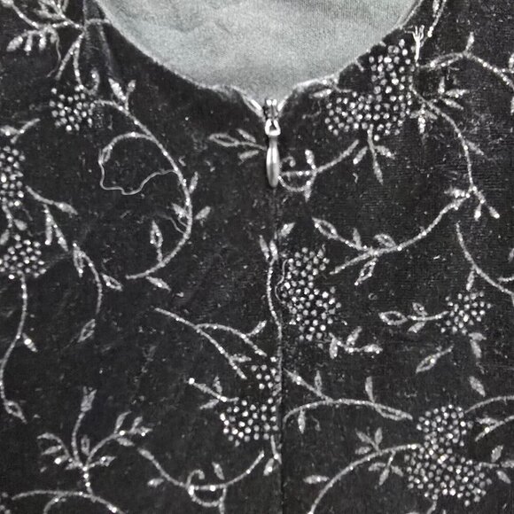 Another Thyme Velvet Maxi Dress 14‎ Black Floral Glitter Vintage Whimsigoth - Picture 9 of 14